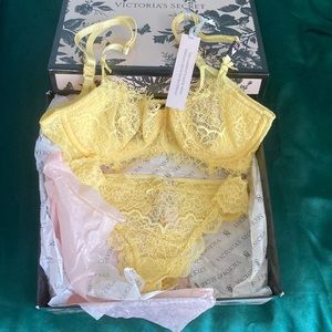 Yellow Lace Bra and Panty Set